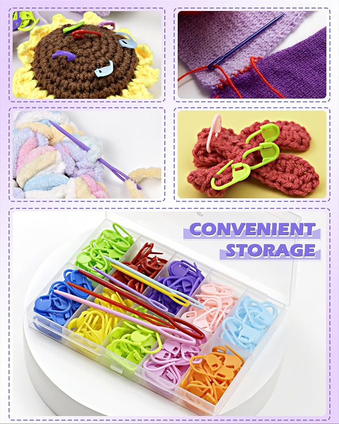 FIVEIZERO 200 Pcs Stitch Markers - 10 Color Knitting & Crochet Markers