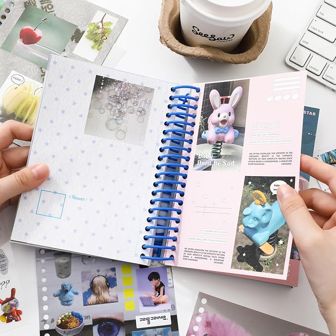 Premium Stcker Book for Scrapbooking, 65 Sheets Including Patterned, Vellum and Glitter Paper, Junk Journal Supplies for Adults with Vintage Stickers, 4.9 x 6.9 Inches