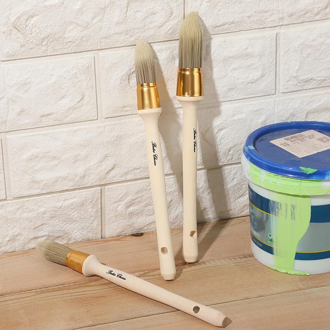 Bates- Trim Brush Set, 0.6”, 0.75” & 1”, Wooden Handle, Round Paint Brush