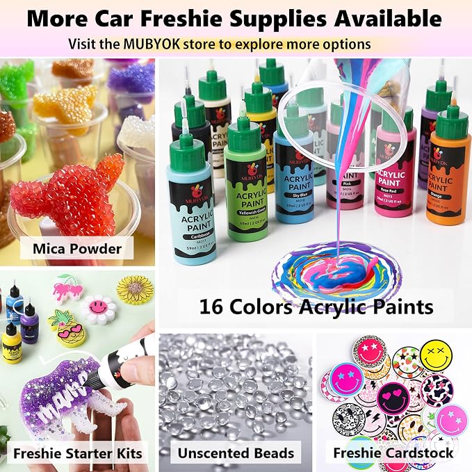 MUBYOK 2oz White Matte Acrylic Paint Set for Car Freshie Painting, Drawing and DIY Arts & Crafts Supplies for Adults(Pack of 6)