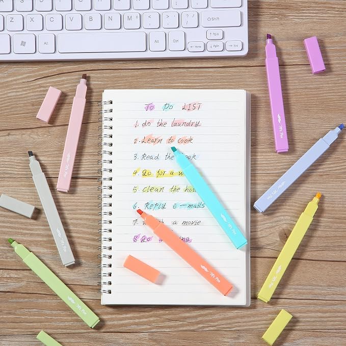 Mr. Pen- Aesthetic Highlighters No Bleed, 8 Pack, Assorted Colors | Chisel Tip, Cute Highlighters Assorted Colors for Journaling, Highlighting, Underlining, Fast Dry, Back to School Supplies