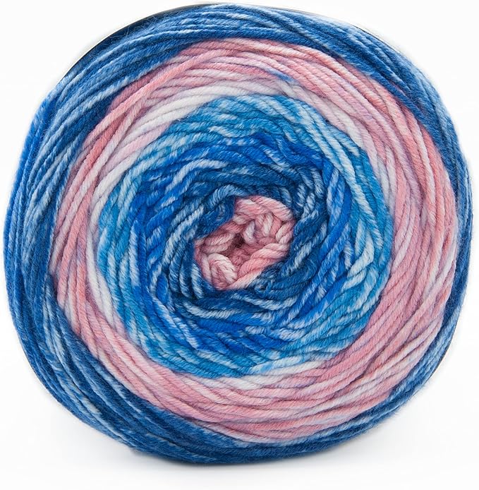 Lion Brand Yarn, Mandala Ombré Yarn, Pure, Pink Multicolor, 1 Pack | Variegated Yarn for Crochet, Knit, Crafts, Soft, Acrylic Fiber for Blankets, Worsted Weight Sweaters, Colorful Shawls