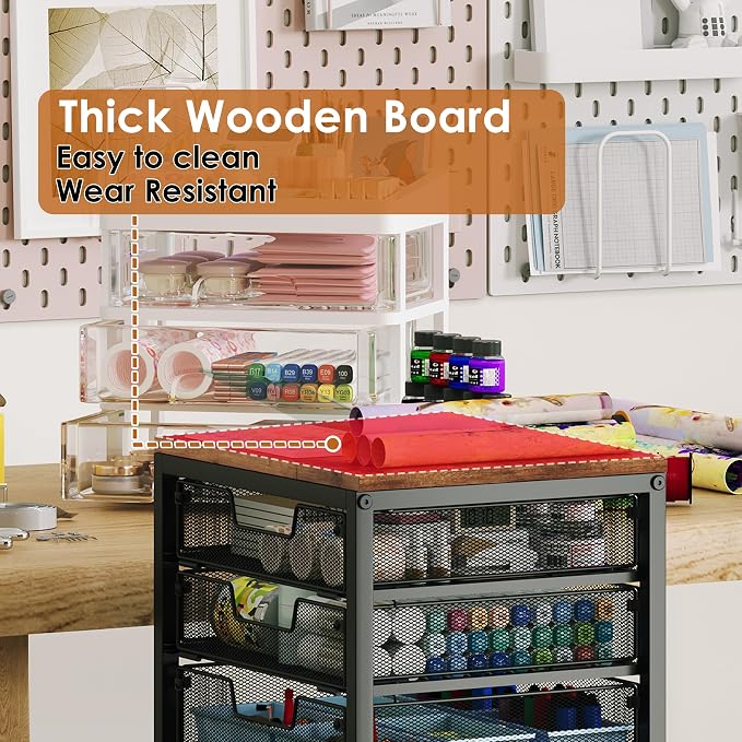 Rolling Storage Cart with 6 Drawers, Craft Cart with Lockable Wheels | Storage Drawer Organizer, Utility Cart for Classroom, Closet, Pantry, Bathroom, Kitchen, Art, Dorm, Office