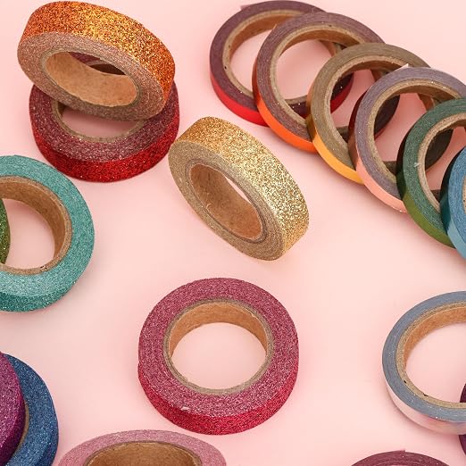 Mr. Pen- Glitter Washi Tape Set, 24 Rolls, 6mm/10mm | Thin Metallic Decorative Tape Set for Bullet Journal, Scrapbook, Arts, Crafts, Planners and Gift Packaging