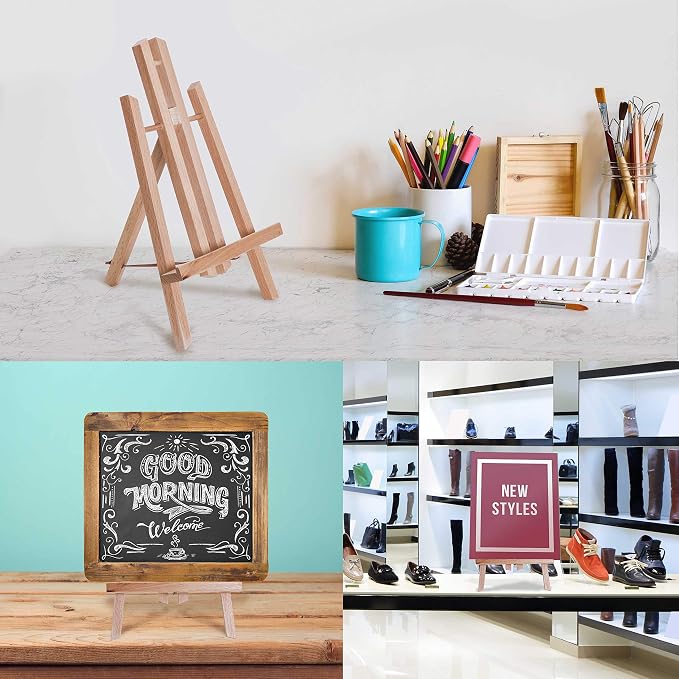 U.S. Art Supply 11" Small Tabletop Display Easel - Beechwood, Pack of 6 | Artist A-Frame Display Stand, Wooden Easel for Painting, Canvas Stand, Classrooms Events Photo Picture Sign Holder