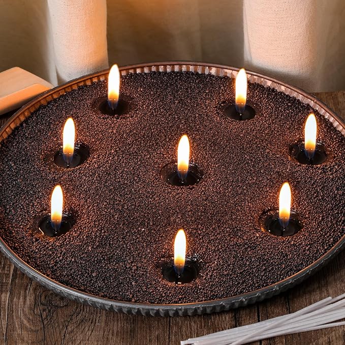 LAMORGIFT 1LB Black Candle Sand- Pearled Candles with Wicks (10 Pcs), Candle Beads, Sand Wax, Candles Unscented for Powder Candle Making, Refill Kit