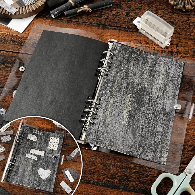 50 Sheets Black Textured Scrapbook Paper,Junk Journal Scrapbooking Supplies