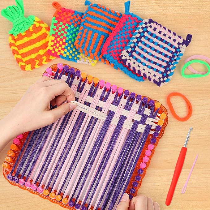 Upgraded Frame Weaving Loom Kit for Kids, Beginner Crochet Kit (224 Loops)
