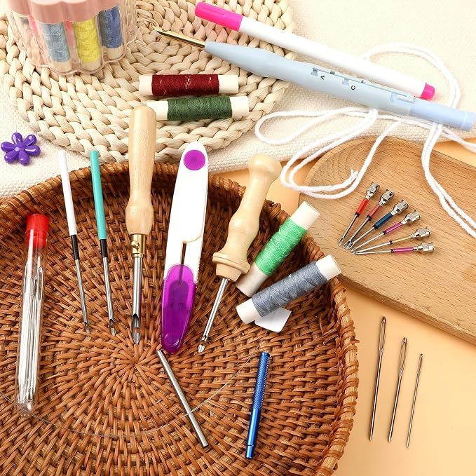 AUGSUN 39Pcs Punch Needle Kit for Craft Beginner Punch Embroidery Kit