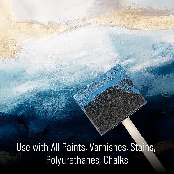 Bates- Foam Paint Brushes, 3", 40 Pack, Black Sponge Brushes for Painting, Sponge Paint Brush