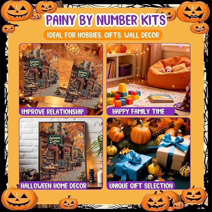 Autumn Paint by Numbers for Adults - Paint by Number Coffee on Canvas