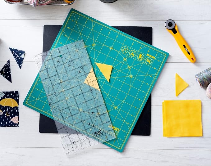 OLFA 12x12" 360-Degree Rotating Cutting Mat (RM-12S) - Self-Healing, Green | Two-piece rotating, 360-degree spin, self-healing surface - Quilting shapes requiring rotation - Quilters and Crafters