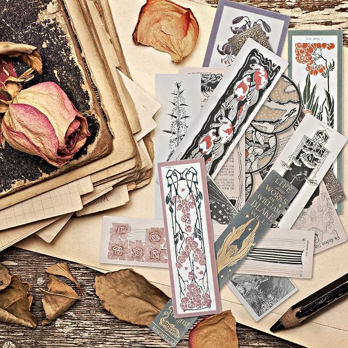 Tenare 120 Pieces Vintage Scrapbook Washi Stickers, Flower, Title, Book