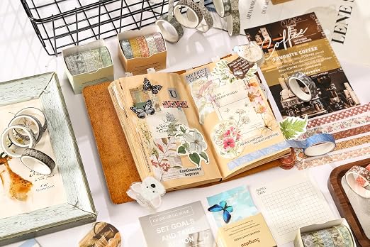 Basic Patterns Washi Tape Set 60 Rolls Geometric Elegance Decorative Skinny Masking Tapes for Arts, DIY Crafts, Journals, Planners, Scrapbook, Wrapping (Bygone Days)