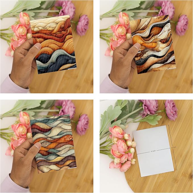 GOTO CLAY TOOLS Zentangle Transfer Paper - 6 Pcs, Transfer Paper for Polymer Clay, Earth Tone Polymer Clay Transfer Sheet for Jewelry Making ZEN-R1TP2
