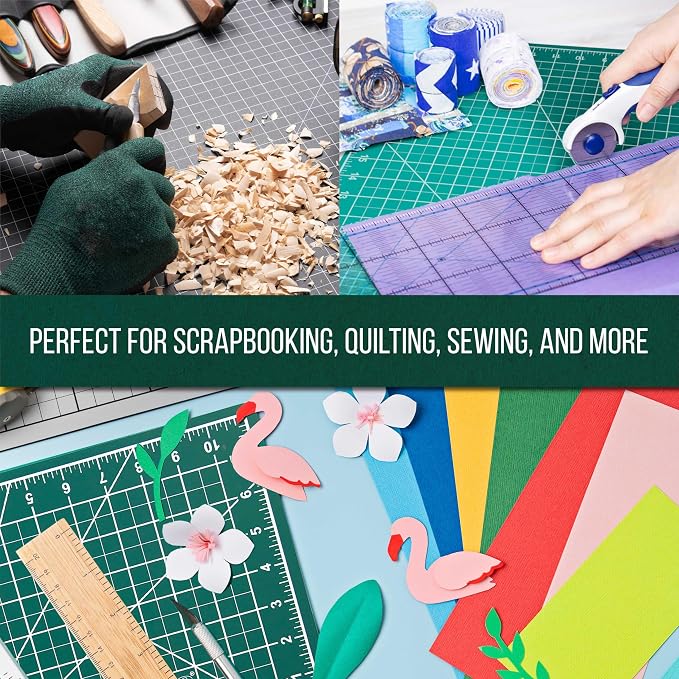 U.S. Art Supply 9"x12" Self-Healing Cutting Mat 5-Ply Green/Black | Double-Sided Green/Black Craft Mat, Non-Slip Cutting Mats for Crafts, Sewing, Quilting, Scrapbooking