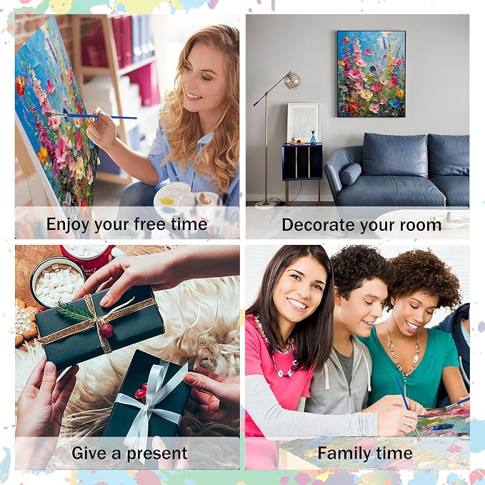 Hutarosl Wild Flowers Paint by Numbers Kits for Adults 16x20in | Flowers Paint by Number Adult,Flower Canvas Paint by Numbers for Adults,DIY Oil Painting Kits for Gifts Home Decor