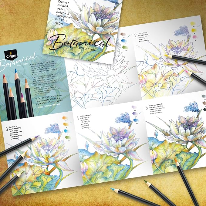 Castle Art Supplies 24 Colored Pencil Set - Botanical Art Palette