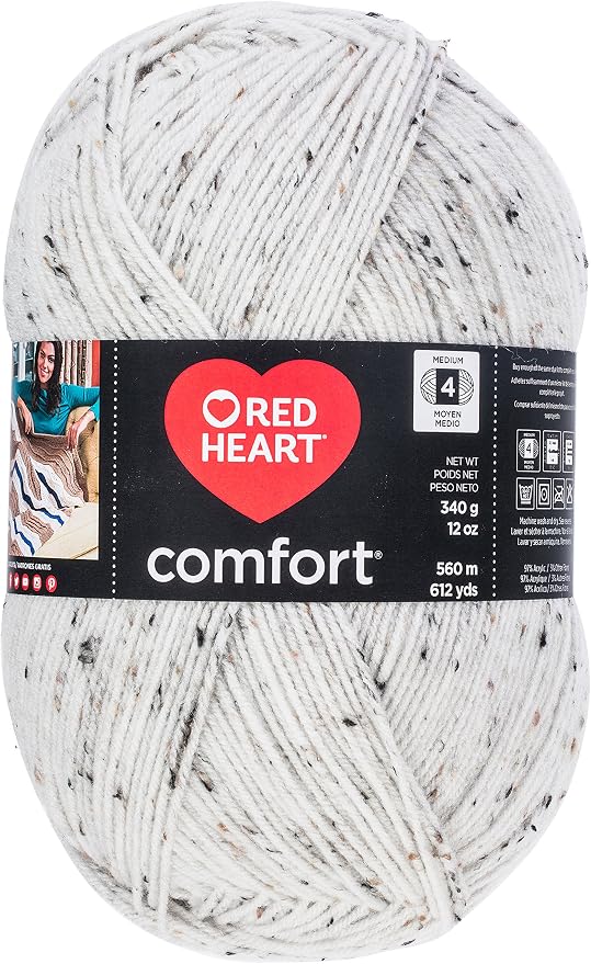 RED Heart E707D.5100Red Heart Comfort Flecks Yarn Red Heart, Cream Fleck