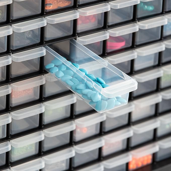 IRIS USA 64-Drawer Screw Organizer, Hardware Storage, Made in USA, Black | Wall mountable, Stackable, Building Bricks, Garage Tool Storage, Art & Craft Supplies, Beads, Gem Stones