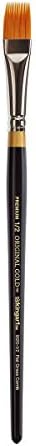 KINGART Premium Original Gold 9120-1/2 RAKE Series Artist Brush, Golden Taklon Synthetic Hair, Short Handle, for Acrylic, Watercolor, Oil and Gouache Painting, Size 1/2"