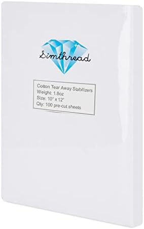 Simthread Tear Away Embroidery Stabilizer Backing - 1.8 Ounces Medium Weight 10" x 12" 100pcs / Pack, Precut Sheets for 5x7 Machine Embroidery Hoop