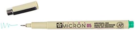 SAKURA PIGMA MICRON 05 FINELINER PEN, 0.45MM LINE WIDTH, PACK OF 2 (Green)