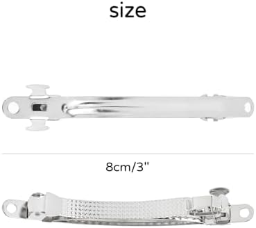 Dizila 50 Pack 8cm/3 Inch Plain Blank Silver Metal DIY Craft French Barrettes Automatic Spring Snap Hair Clips Clasps Accessories for Women Girls Teens
