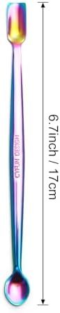 Briartw 5 Pcs Stainless Steel Craft Spoon | Mess-Free Crafting with Dual-Shaped Spoons for Glitter, Embossing Powders, Sequins & Small Embellishments | Colorful | 6.7inch Length