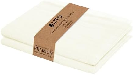 LITO LINEN AND TOWEL Flour Sack Towels – 100% Cotton, 28x28 Inches, Highly Absorbent, Embroidery-Ready Tea Towels for Kitchen & Crafts, Farmhouse Decor, Pack of 2 Natural