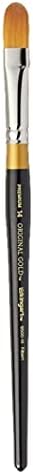 KINGART Premium Original Gold 9500-14 Filbert Series Artist Brush, Golden Taklon Synthetic Hair, Short Handle, for Acrylic, Watercolor, Oil and Gouache Painting, Size 14