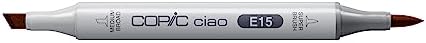 Copic Markers E15 Ciao with Replaceable Nib, Dark Suntan