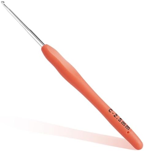 2.5mm Crochet Hook, Ergonomic Crochet Hooks with Soft Rubber Handle and Smooth Glide Head - Lightweight Aluminum Needles for Beginners, Arthritis, Yarn Projects, Long Crafting Sessions (2.5 mm)