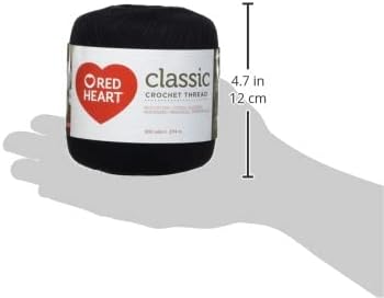 Red Heart Classic Size 10 Cotton Crochet Thread, Black, Single