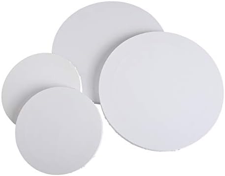 IVON 4pcs Round Canvas, 12'' & 8'' Professional Stretched Circle Canvas Board for Painting, Acrylic Pouring
