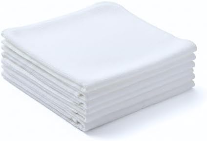 Flour Sack Shop Towels, White Cotton Cleaning Towels 14" x 12", Pack of 6 Reusable Absorbent Towels for Garage, Automotive, Workshop, Kitchen Cleaning, Polishing, Dusting & Multi-Purpose Use