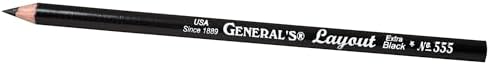 Generals Mini Drawing Kit - Set of 5 Includes 3 Drawing Pencils, Layout Pencil, and Eraser, Black - 525BP