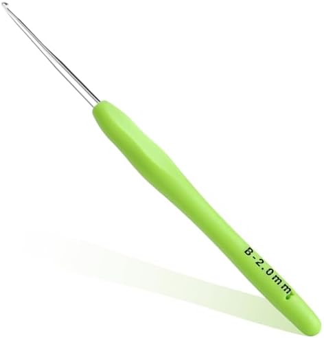 2mm Crochet Hook, Ergonomic Crochet Hooks with Soft Rubber Handle and Smooth Glide Head - Lightweight Aluminum Needles for Beginners, Arthritis, Yarn Projects, Long Crafting Sessions (2.0 mm)