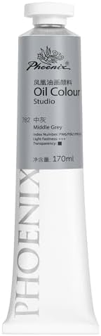 PHOENIX Middle Gray Oil Paint - Studio Oil Paint Single Large Tube - 170ml / 5.75 Fl oz. Middle Grey 782