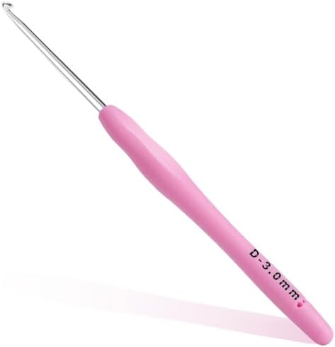 3mm Crochet Hook, Ergonomic Crochet Hook, Smooth and Extra Long  Knitting Needles, with Soft Rubber Ergonomic Handle and Aluminum Tip, Perfect Beginner and Arthritic Crochet Hooks (3 mm)