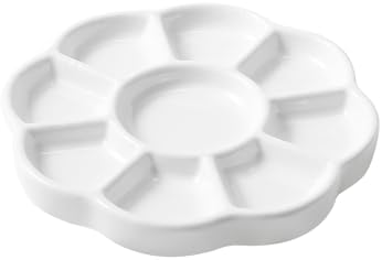 5" Porcelain Watercolor Palette - Plum Blossom Ceramic Artist Paint Palette with Mixing Tray for Painting and Craft Projects