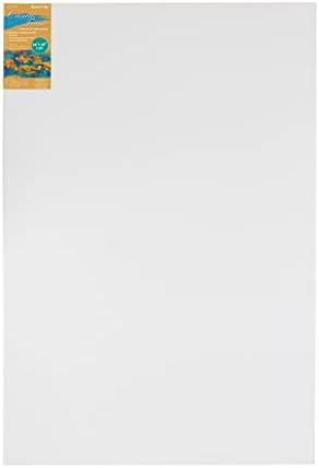 ™ Med Weight Traditional Stretched Canvas 24” x 36”, Oil & Acrylic Paints Triple Acrylic Primed Gesso Wood Frame Canvas Smooth Surface & Reduce Absorbency, Acid-Free White, 24x36 Canvas.