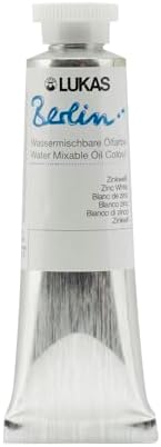 Lukas Berlin Pro Artists Water Mixable Oil Paint 37 ml Tube Zinc White, Water Soluble, Lightfast Pigments, Quick Drying, Easy Clean-Up, Eco-Friendly, Professional Quality, 40 Color Range