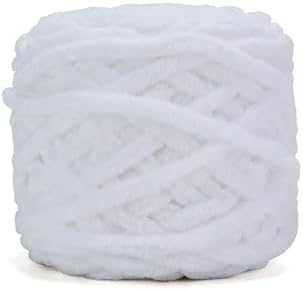 White Chunky Chenille Yarn, #6 Super Bulky, 3.5 oz/72 Yards