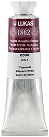 Lukas 1862 Professional Artist Oil Paint - Titanium White, 37 mL - 2 Pack - Outstanding Lightfastness, Non-Yellowing, with Beeswax for Smooth, Buttery Texture, Consistent Hue for Professional Artists