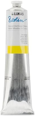 Lukas Berlin Pro Artists Water Mixable Oil Paint 200 ml Tube Lemon Yellow, Water Soluble, Lightfast Pigments, Quick Drying, Easy Clean-Up, Eco-Friendly, Professional Quality, 40 Color Range