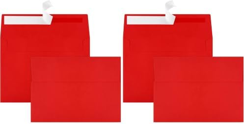 140 Packs A4 Envelope Red, 4x6 Photo Envelopes for Invitations, Envelopes Self Seal for Weddings, Baby Shower, Photos, Postcards, Greeting Cards, Mailing