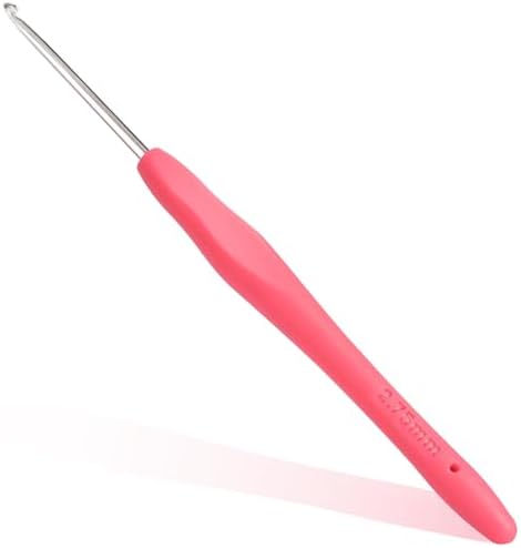 2.75mm Crochet Hook, Ergonomic Crochet Hooks with Soft Rubber Handle and Smooth Glide Head - Lightweight Aluminum Needles for Beginners, Arthritis, Yarn Projects, Long Crafting Sessions (2.75 mm)