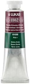 Lukas 1862 Professional German Oil Paint, Bohemian Green Earth 37 mL - w/Beeswax & Non-Yellowing Sunflower Oil, Short Drying Time, Smooth, Outstanding Lightfastness