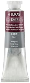 Lukas 1862 Professional German Oil Paint, Cold Grey 37 mL - w/Beeswax & Non-Yellowing Sunflower Oil, Short Drying Time, Smooth, Outstanding Lightfastness